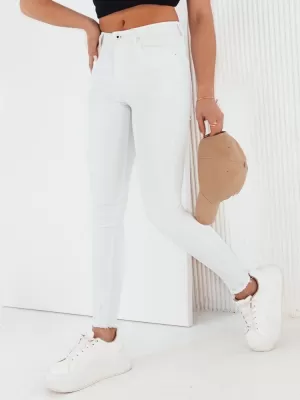 Pantalonii pentru doamne DSTREET UY1977 ALB