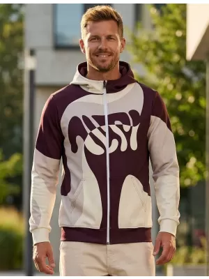 Panoul pentru bărbați pe Zip Premium ALTISPORT VOJ/ALM056MI02 BEJ/ROȘU