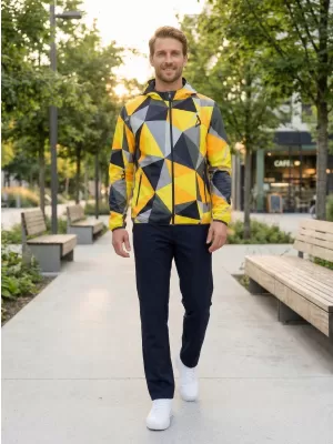 Panoul pentru bărbați pe Zip Premium ALTISPORT VOJ/ALM007MI02 NEGRU -YELLOW