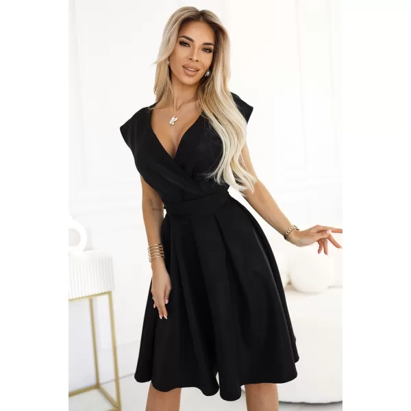  Rochie NUMOCO SCARLETT 348-10 NEGRU CU SCLIPICI 