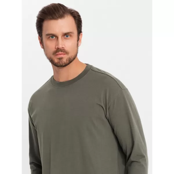  Cămaşă OMBRE OM-LSBC-0129 GRI-VERDE 