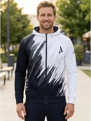 Panoul pentru bărbați pe Zip Premium ALTISPORT VOJ/ALM006MI02 ALB -NEGRU