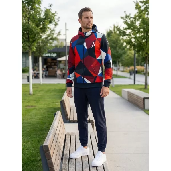  Panoul pentru bărbați pe Zip Premium ALTISPORT VOJ/ALM007MI02 ALBASTRU NAVAL/ROȘU 