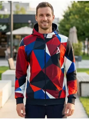 Panoul pentru bărbați pe Zip Premium ALTISPORT VOJ/ALM007MI02 ALBASTRU NAVAL/ROȘU