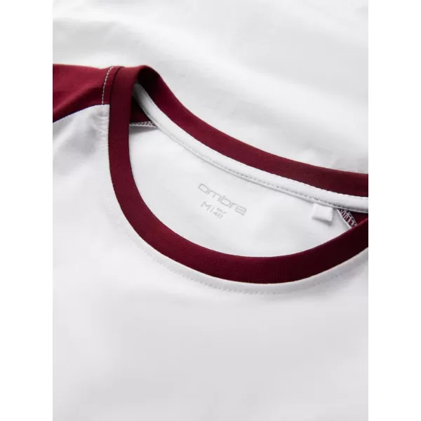  Cămaşă OMBRE OM-LSCL-0105 ALB ȘI MARONIU 