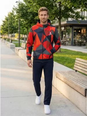 Panoul pentru bărbați pe Zip Premium ALTISPORT VOJ/ALM007MI02 ROŞU