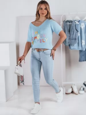 Pantalonii pentru doamne DSTREET UY2369 ALBASTRU DESCHIS
