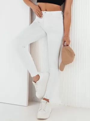 Pantalonii pentru doamne DSTREET UY1977 ALB