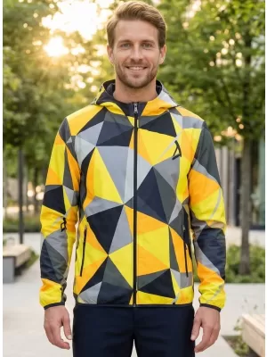 Panoul pentru bărbați pe Zip Premium ALTISPORT VOJ/ALM007MI02 NEGRU -YELLOW