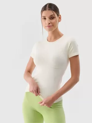 Cămașă funcțională feminină 4F WSS25TFTSF1270 APROAPE ALB