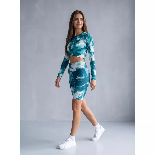  Jambiere pentru femei deasupra genunchilor premium ALTISPORT VOJ/ALW066LEG02 VERDE -BLUE 