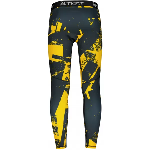  Jambiere sport pentru bărbați de premiu lung ALTISPORT VOJ/ALM079LEG01 NEGRU -YELLOW 