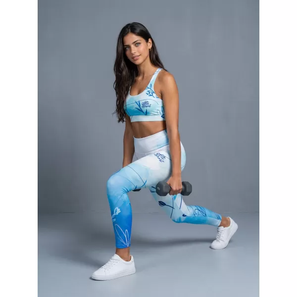  Premium pentru jambiere lungi pentru femei ALTISPORT VOJ/ALW083LEG01 ALB -BLUE 