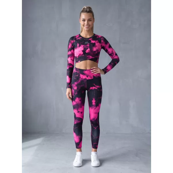 Premium pentru jambiere lungi pentru femei ALTISPORT VOJ/ALW066LEG01 NEGRU -PINK 