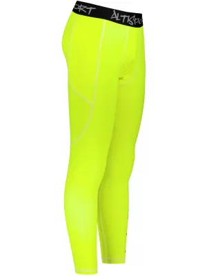 Jambiere sport pentru bărbați de premiu lung ALTISPORT VOJ/ALM000LEG01 FLUO-GALBEN