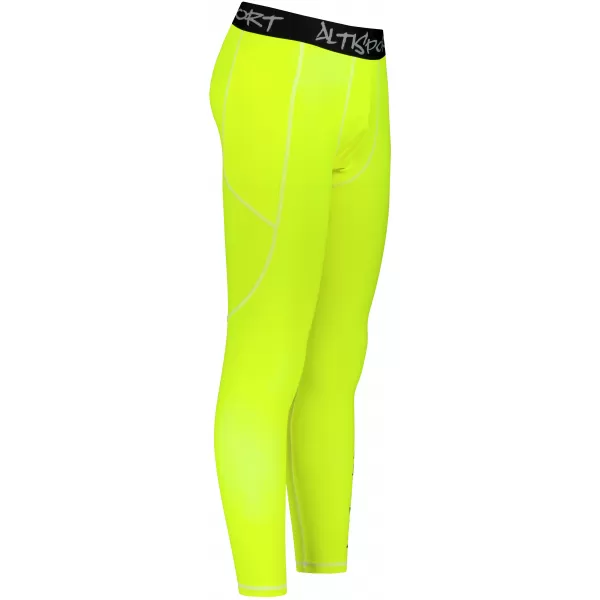  Jambiere sport pentru bărbați de premiu lung ALTISPORT VOJ/ALM000LEG01 FLUO-GALBEN 