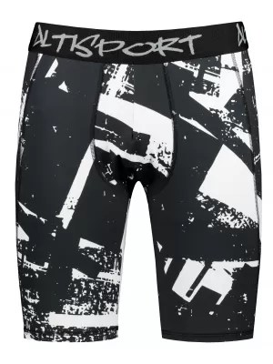 Jambiere sport pentru bărbați pe genunchii premium ALTISPORT VOJ/ALM079LEG02 ALB -NEGRU