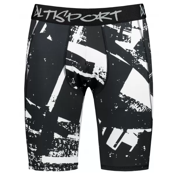  Jambiere sport pentru bărbați pe genunchii premium ALTISPORT VOJ/ALM079LEG02 ALB -NEGRU 