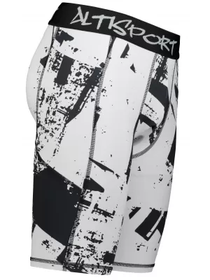 Jambiere sport pentru bărbați pe genunchii premium ALTISPORT VOJ/ALM079LEG02 NEGRU -GRAY