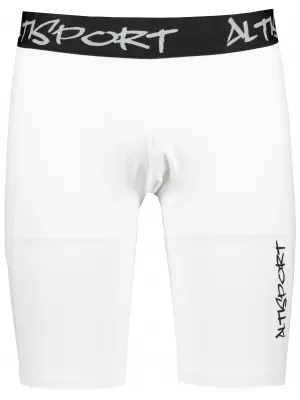 Jambiere sport pentru bărbați pe genunchii premium ALTISPORT VOJ/ALM000LEG02 ALB