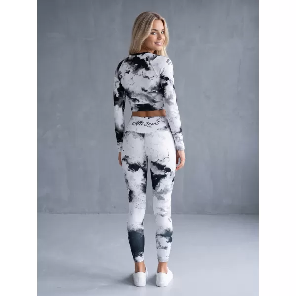  Premium pentru jambiere lungi pentru femei ALTISPORT VOJ/ALW066LEG01 ALB -ȘI -BLACK 