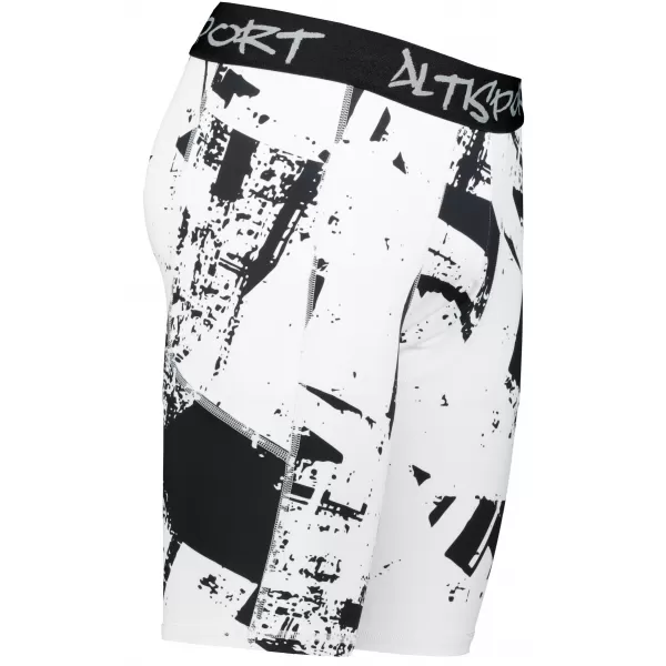  Jambiere sport pentru bărbați pe genunchii premium ALTISPORT VOJ/ALM079LEG02 ALB -ȘI -BLACK 