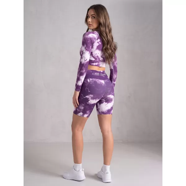  Jambiere pentru femei deasupra genunchilor premium ALTISPORT VOJ/ALW066LEG02 ALB -VIOLET 