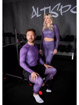 Jambiere sport pentru bărbați de premiu lung ALTISPORT VOJ/ALM072LEG01 VIOLET
