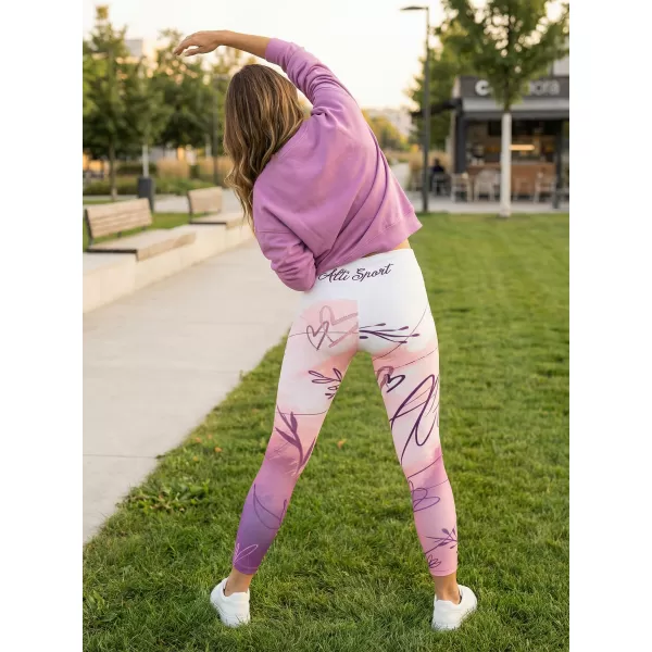 Premium pentru jambiere lungi pentru femei ALTISPORT VOJ/ALW083LEG01 ALB -PINK 