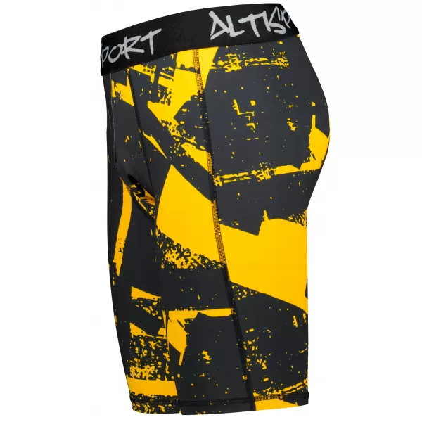 Jambiere sport pentru bărbați pe genunchii premium ALTISPORT VOJ/ALM079LEG02 NEGRU -YELLOW 