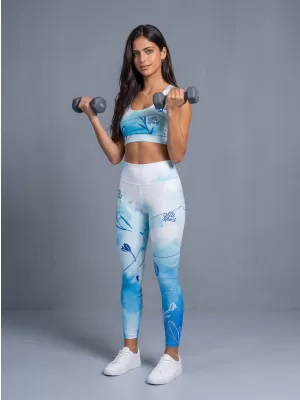 Premium pentru jambiere lungi pentru femei ALTISPORT VOJ/ALW083LEG01 ALB -BLUE