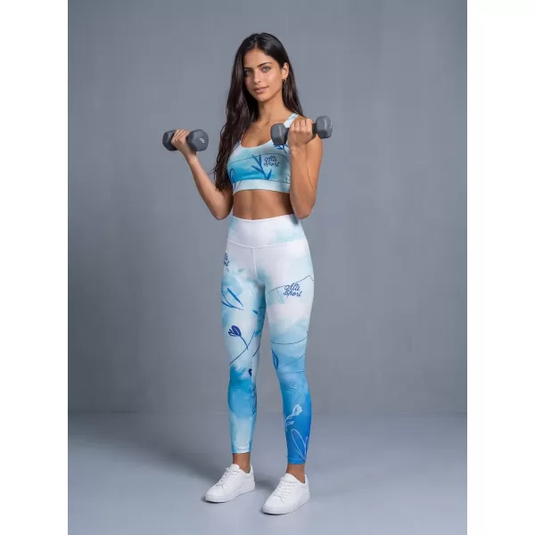  Premium pentru jambiere lungi pentru femei ALTISPORT VOJ/ALW083LEG01 ALB -BLUE 