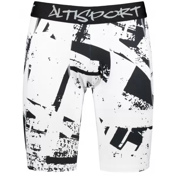  Jambiere sport pentru bărbați pe genunchii premium ALTISPORT VOJ/ALM079LEG02 ALB -ȘI -BLACK 