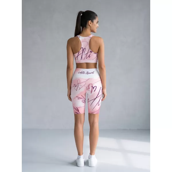  Jambiere pentru femei deasupra genunchilor premium ALTISPORT VOJ/ALW083LEG02 ALB -PINK 