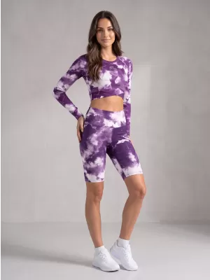 Jambiere pentru femei deasupra genunchilor premium ALTISPORT VOJ/ALW066LEG02 ALB -VIOLET