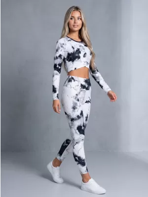 Premium pentru jambiere lungi pentru femei ALTISPORT VOJ/ALW066LEG01 ALB -ȘI -BLACK