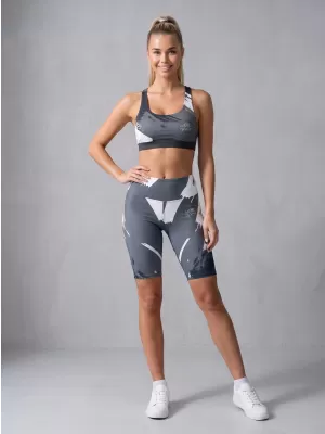 Jambiere pentru femei deasupra genunchilor premium ALTISPORT VOJ/ALW081LEG02 NEGRU-CENUȘIU