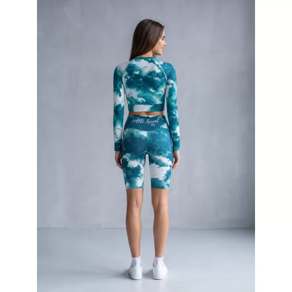  Jambiere pentru femei deasupra genunchilor premium ALTISPORT VOJ/ALW066LEG02 VERDE -BLUE 