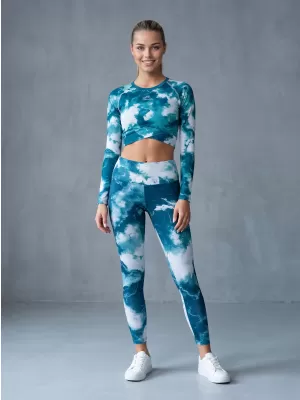 Premium pentru jambiere lungi pentru femei ALTISPORT VOJ/ALW066LEG01 VERDE -BLUE