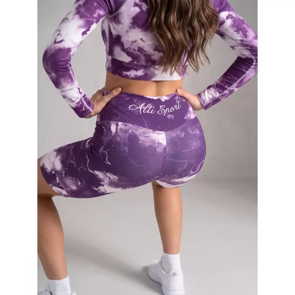  Jambiere pentru femei deasupra genunchilor premium ALTISPORT VOJ/ALW066LEG02 ALB -VIOLET 