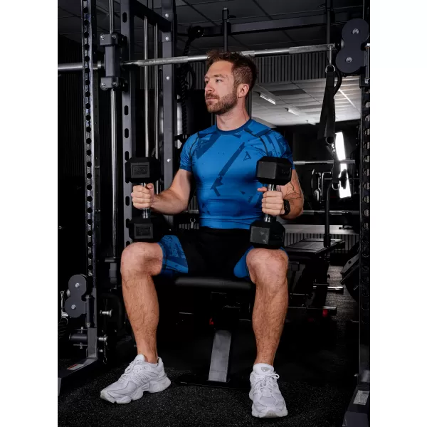  Jambiere sport pentru bărbați pe genunchii premium ALTISPORT VOJ/ALM079LEG02 ALBASTRU 