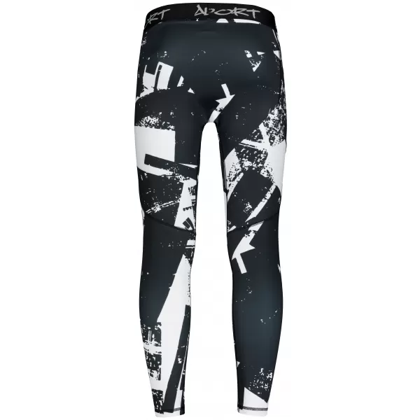  Jambiere sport pentru bărbați de premiu lung ALTISPORT VOJ/ALM079LEG01 ALB -NEGRU 