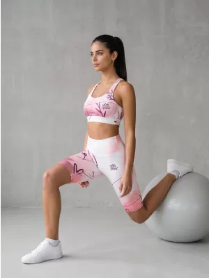 Jambiere pentru femei deasupra genunchilor premium ALTISPORT VOJ/ALW083LEG02 ALB -PINK