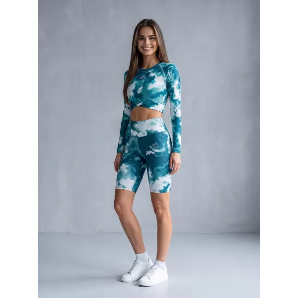  Jambiere pentru femei deasupra genunchilor premium ALTISPORT VOJ/ALW066LEG02 VERDE -BLUE 
