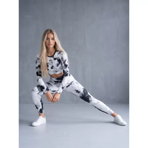  Premium pentru jambiere lungi pentru femei ALTISPORT VOJ/ALW066LEG01 ALB -ȘI -BLACK 