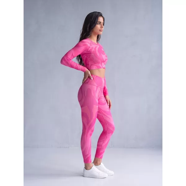  Premium pentru jambiere lungi pentru femei ALTISPORT VOJ/ALW072LEG01 ROZ FIERBINTE 
