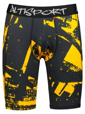 Jambiere sport pentru bărbați pe genunchii premium ALTISPORT VOJ/ALM079LEG02 NEGRU -YELLOW