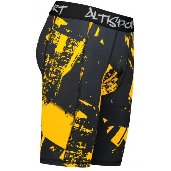  Jambiere sport pentru bărbați pe genunchii premium ALTISPORT VOJ/ALM079LEG02 NEGRU -YELLOW 