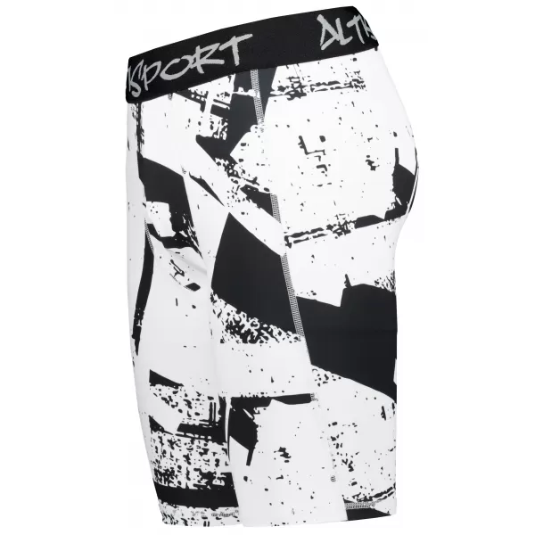  Jambiere sport pentru bărbați pe genunchii premium ALTISPORT VOJ/ALM079LEG02 ALB -ȘI -BLACK 