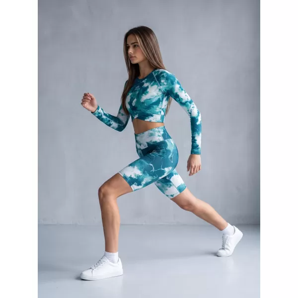  Jambiere pentru femei deasupra genunchilor premium ALTISPORT VOJ/ALW066LEG02 VERDE -BLUE 